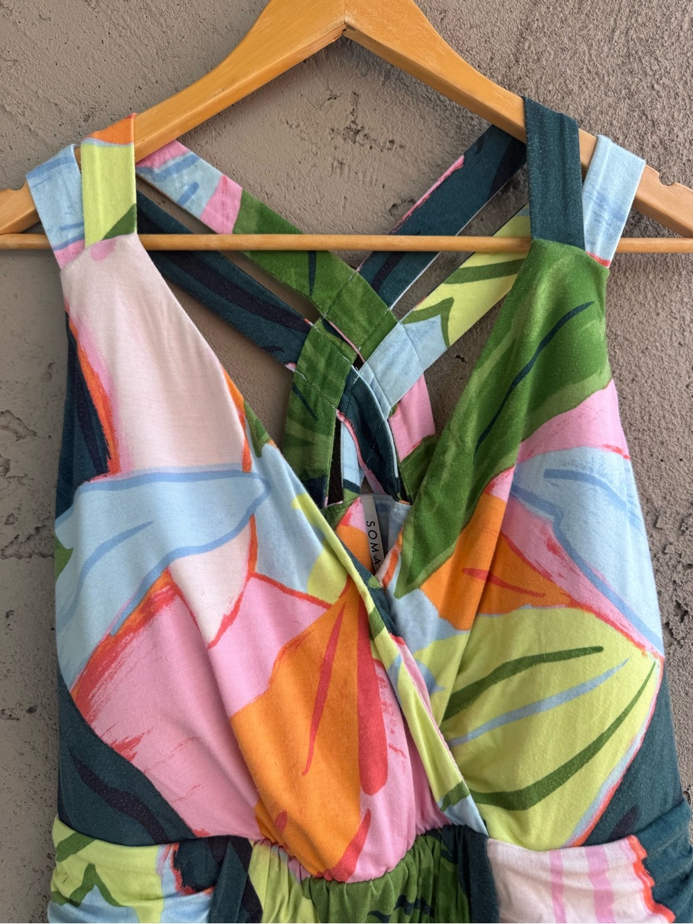 Soma Multicolor Leaf-Print Sleeveless Midi Dress extra large - Picture 2 of 6